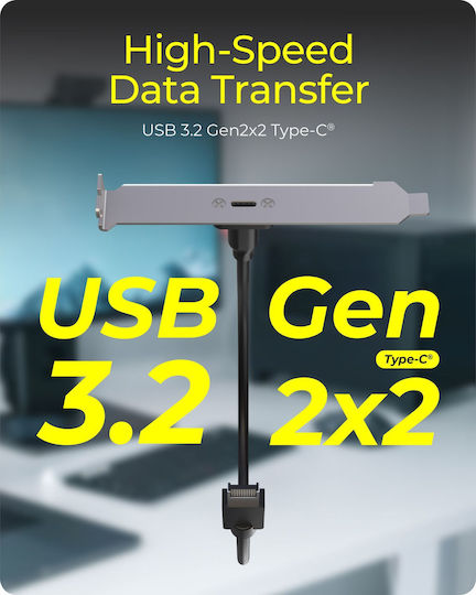 Icybox IB-AC553 USB Type-C 3.2 Gen2x2 Back Panel Internal USB Type-E Connector