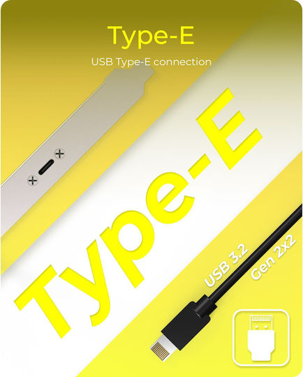 Icybox IB-AC553 USB Type-C 3.2 Gen2x2 Back Panel Internal USB Type-E Connector