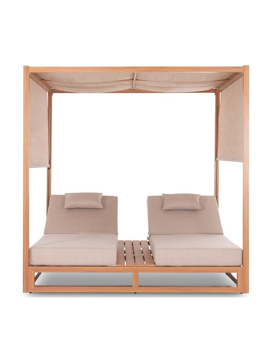 Double Aluminum Garden & Pool Deckchair Gallant with Sun Shade Gray 200x200x200cm