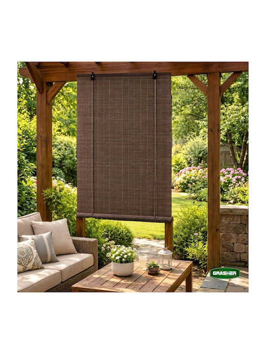 Grasher Bamboo Shading Blind In Brown Colour W90xH180cm