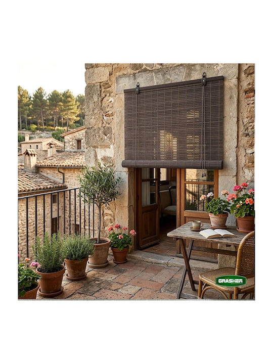 Grasher Bamboo Shading Blind In Brown Colour W90xH180cm