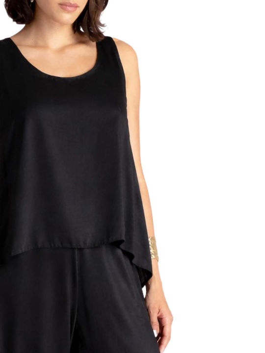Women's Sleeveless Black Blouse