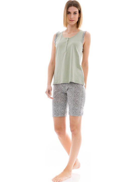 Pink Label Summer Women's Pyjama Shorts Aqua Flower