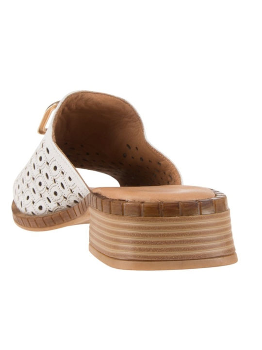 Leather Women's Flat Sandals White
