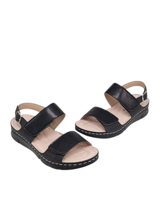 Flache Damen Sandalen  Anatomisch Schwarz