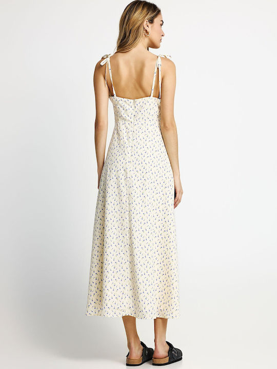 Sommer Midi Damenkleid Blumen FBL013-106-13-Off-White