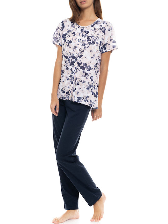 Pink Label Καλοκαιρινό Γυναικείο Σετ Πιτζάμας Navy Μπλε Pink Label Καλοκαιρινό Γυναικείο Σετ Πιτζάμας Navy Μπλε