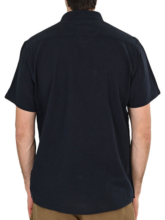 Short Sleeve Linen Shirt in Regular Fit Navy