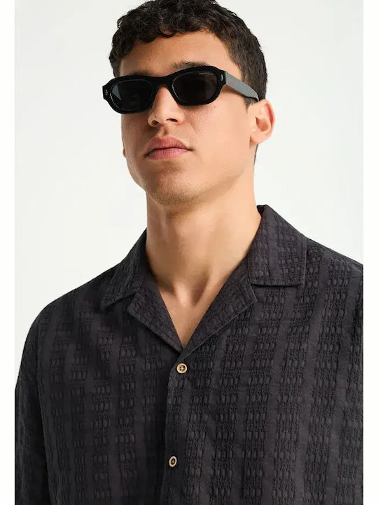 Short Sleeve Cotton Shirt in a Relaxed Fit Grey