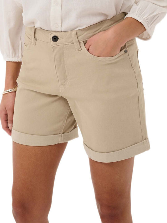 Pantaloni Scurți Din Denim Bej Pentru Femei