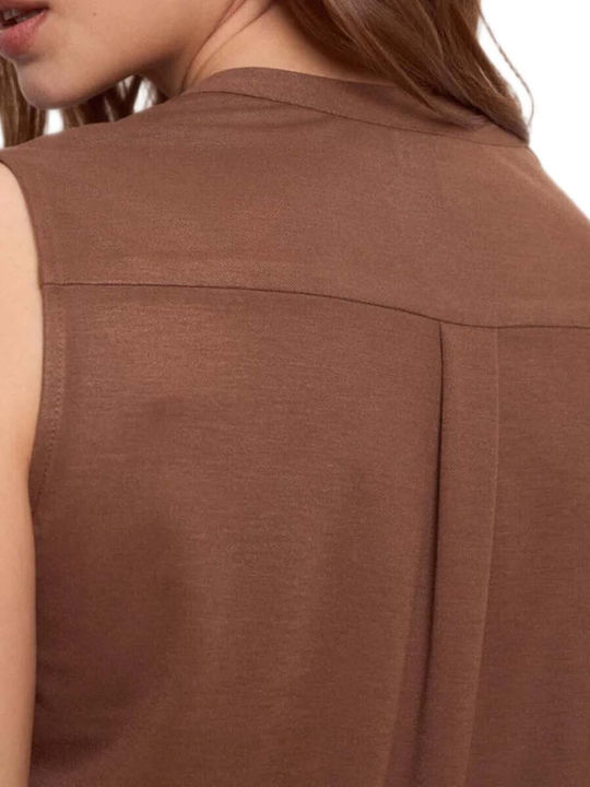 Sleeveless Women's Brown Shirt