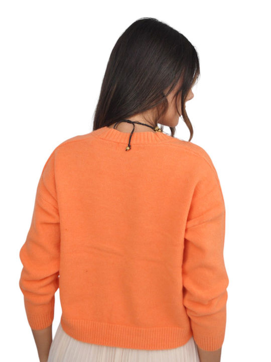 Women's Knitted Orange Cardigan