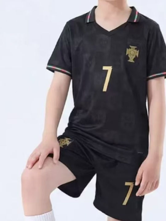 King Kids Football Set Ronaldo 2026 Black Polo Portugal Away