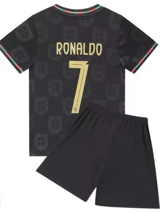 King Kids Football Set Ronaldo 2026 Black Polo Portugal Away