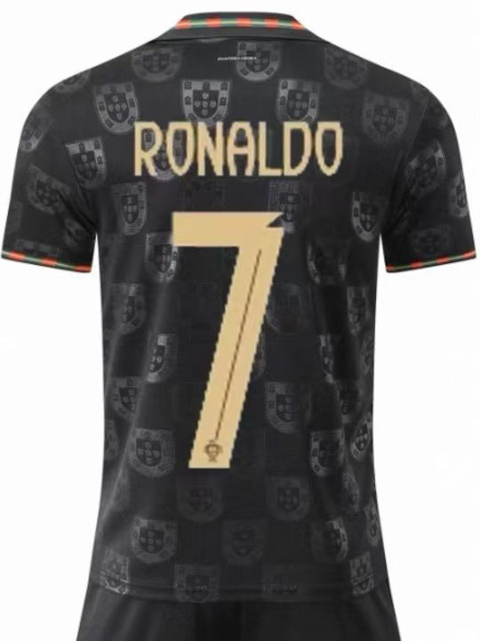 King Kids Football Set Ronaldo 2026 Black Polo Portugal Away