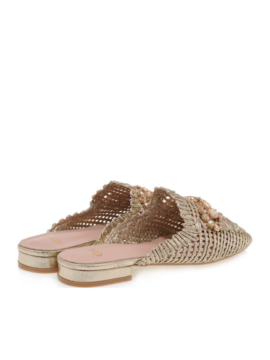 Flat Mules in Gold Farbe