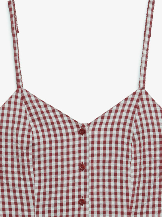 Playsuit Women's One-piece Shorts Red Gingham