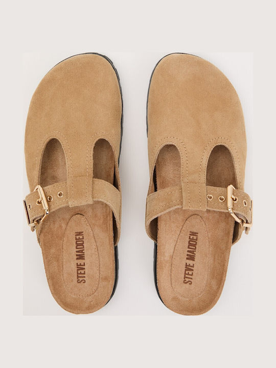 Steve Madden Women's Leather Clogs Beige