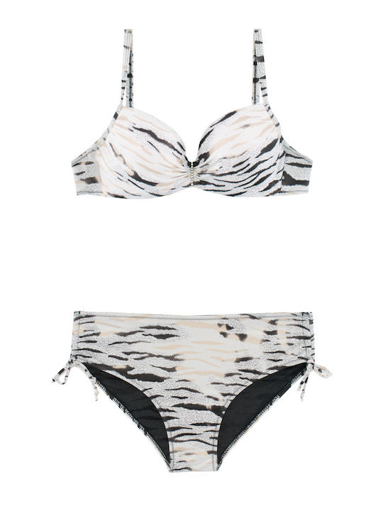 Γυναικείο Μαγιό Bikini Μπανέλα Gold Zebra Λευκό
