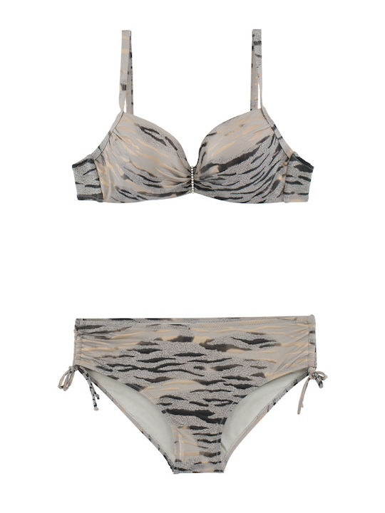 Γυναικείο Μαγιό Bikini Μπανέλα Gold Zebra Γκρι