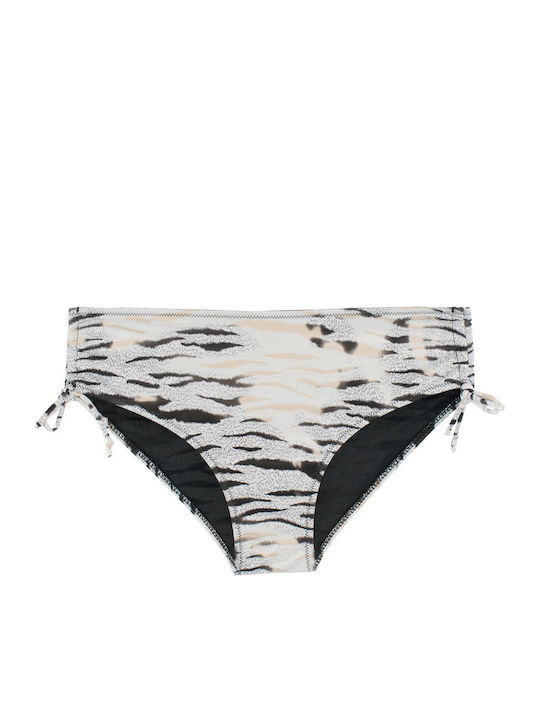Women's Bikini Swimsuit Underwire Gold Zebra White