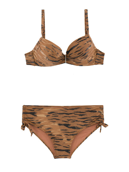Дамски Бански Bikini С Банели Gold Zebra Шоколад