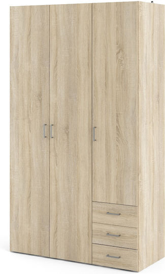 Space Triple Door Wardrobe Oak 115.8x49.5x200.4cm