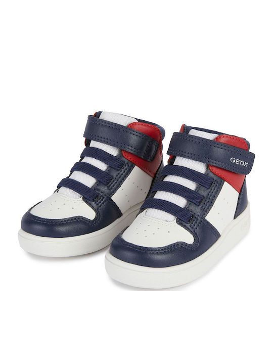 Leather Kids Boots with Hoop & Loop Closure White
