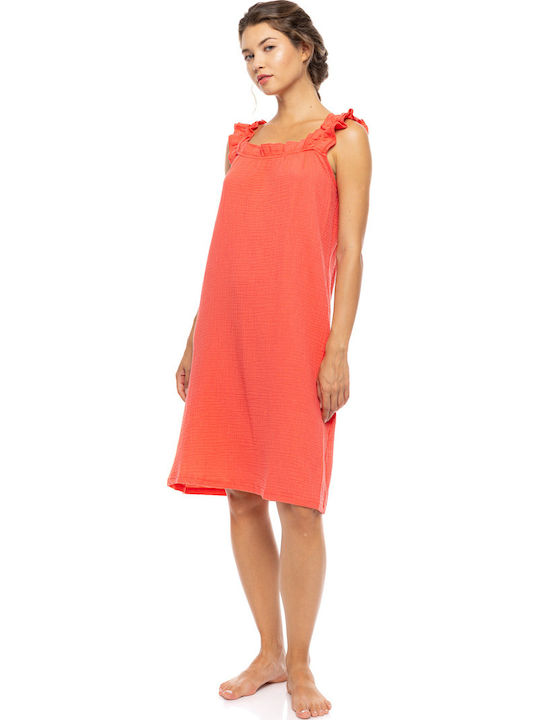 Pink Label Γυναικείο Φόρεμα Παραλίας Coral