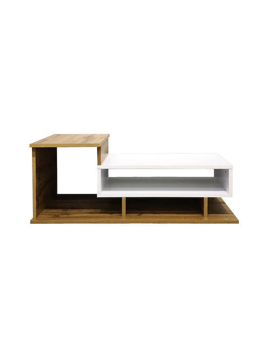 Rectangular Central Coffee Table Nuvele from Solid Wood White W90xL50xH35cm