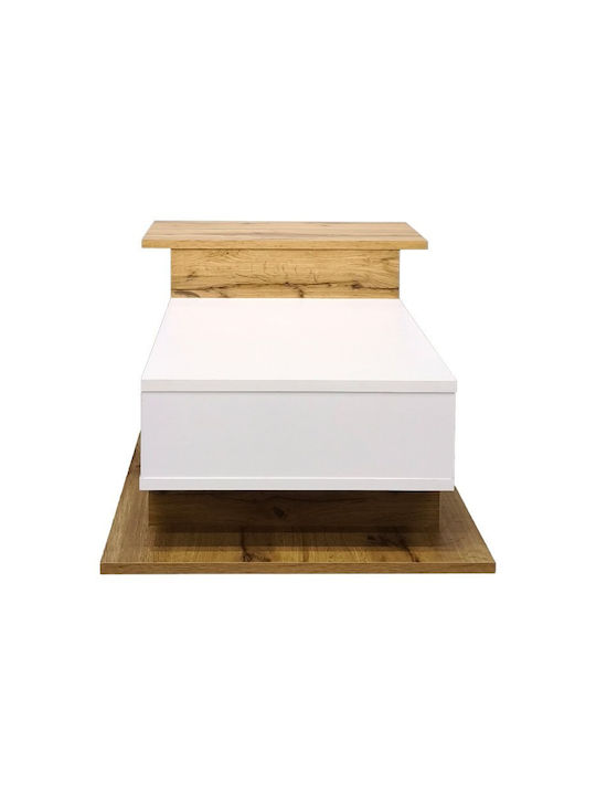 Rectangular Central Coffee Table Nuvele from Solid Wood White W90xL50xH35cm