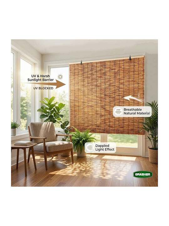 Grasher Bamboo Shading Blind In Brown Colour W120xH180cm