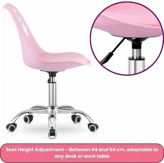 Mercaton Office Chair 5 Rubber Wheels Eco Leather Cushion Pp Seat Aluminum Frame 50 X 60 X 89 Cm Pink Wireless Led Headphones Card Slot Cat Ear Model Pink