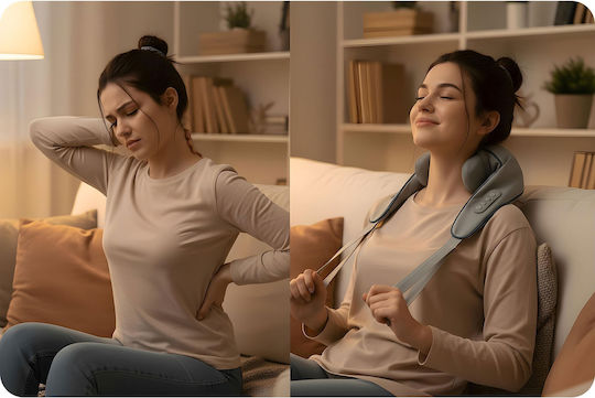 NEO Sport Shiatsu Massage Device for Neck Back Body and Hands with Heating Function Beige