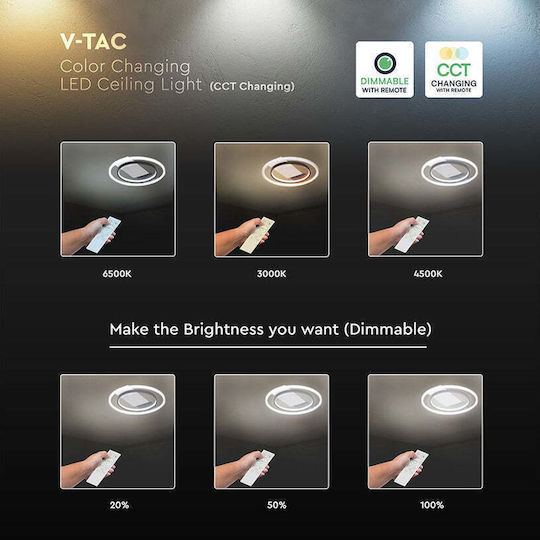 V-TAC Deckenleuchte Weiß mit Integrierter LED