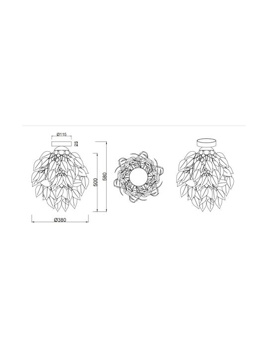 Trio Lighting Leavy Πλαφονιέρα Οροφής Μαύρη με Ντουί E27