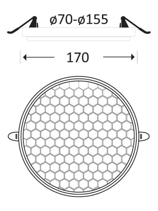 Omnia Round Recessed LED Panel 24W with Natural White Light 4000K 17cm