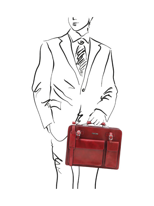 Venezia Leather Men's Briefcase Burgundy
