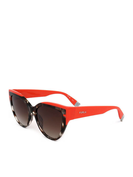 Furla Women's Sunglasses with Brown Tartaruga Plastic Frame and Brown Gradient Lens SFU694 03KA