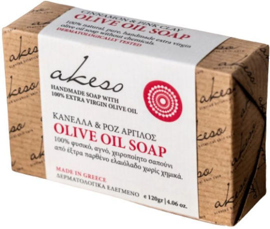 Akeso Handgefertigtes Zimt & Rosa Ton Seifenriegel mit Lavendel & Olivenöl 120gr