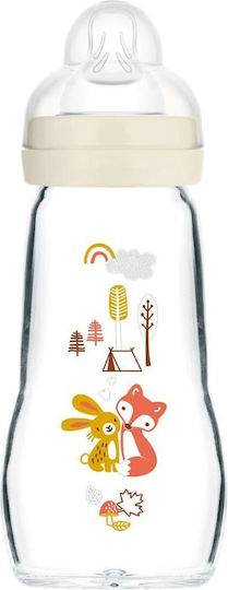 Mam Glass Baby Bottle Feel Good Organic Garden With Silicone Teat for 2+ Months Beige Kotoula - Beige 260ml