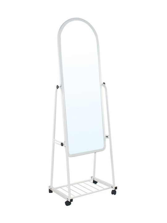 Mega Bazaar Oglindă De Podea Arcuită Cu Cadru Metalic Alb 160x50cm