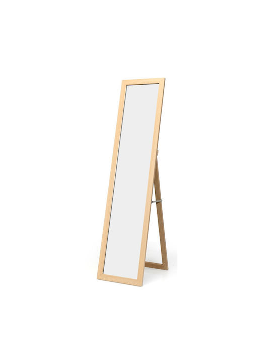 Costway Oglindă De Podea Cu Cadru Din Lemn Bej 148x50cm