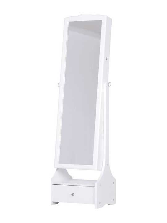 HomCom Floor Mirror with White Wooden Frame 150x45cm