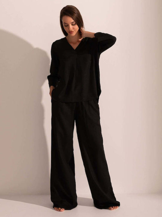 Bluza Damă Din Bumbac Neagră