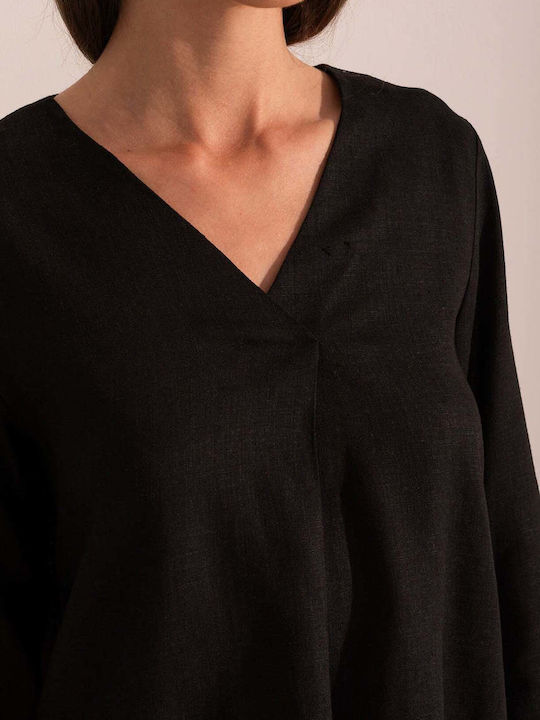 Bluza Damă Din Bumbac Neagră