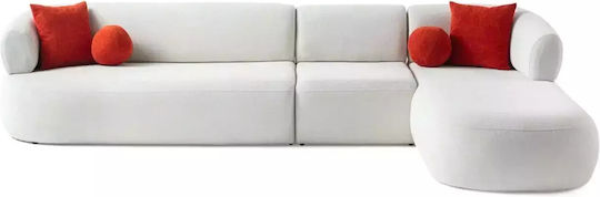 Γωνιακός Καναπές Λευκός 340x65x75εκ.