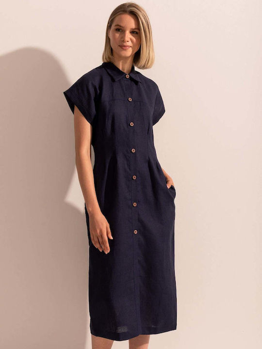 Καλοκαιρινό Midi Φόρεμα Navy Μπλε