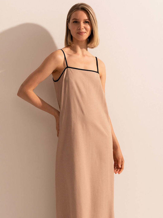 Sommer Midi Damenkleid Beiges