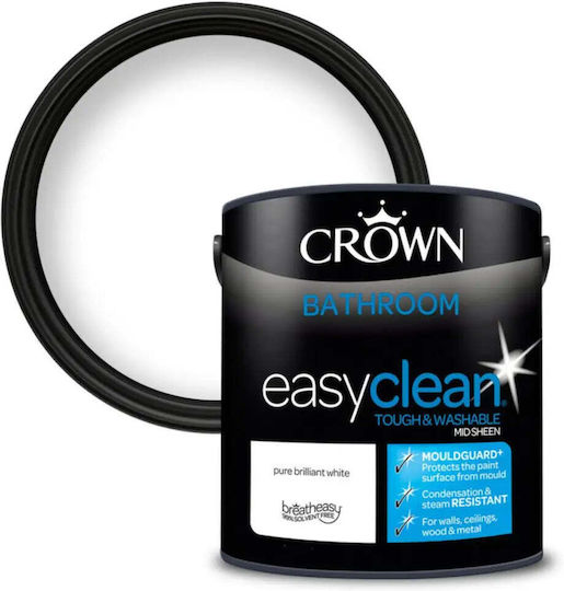 Crown Brilliant White Bathroom Paint 2.5l